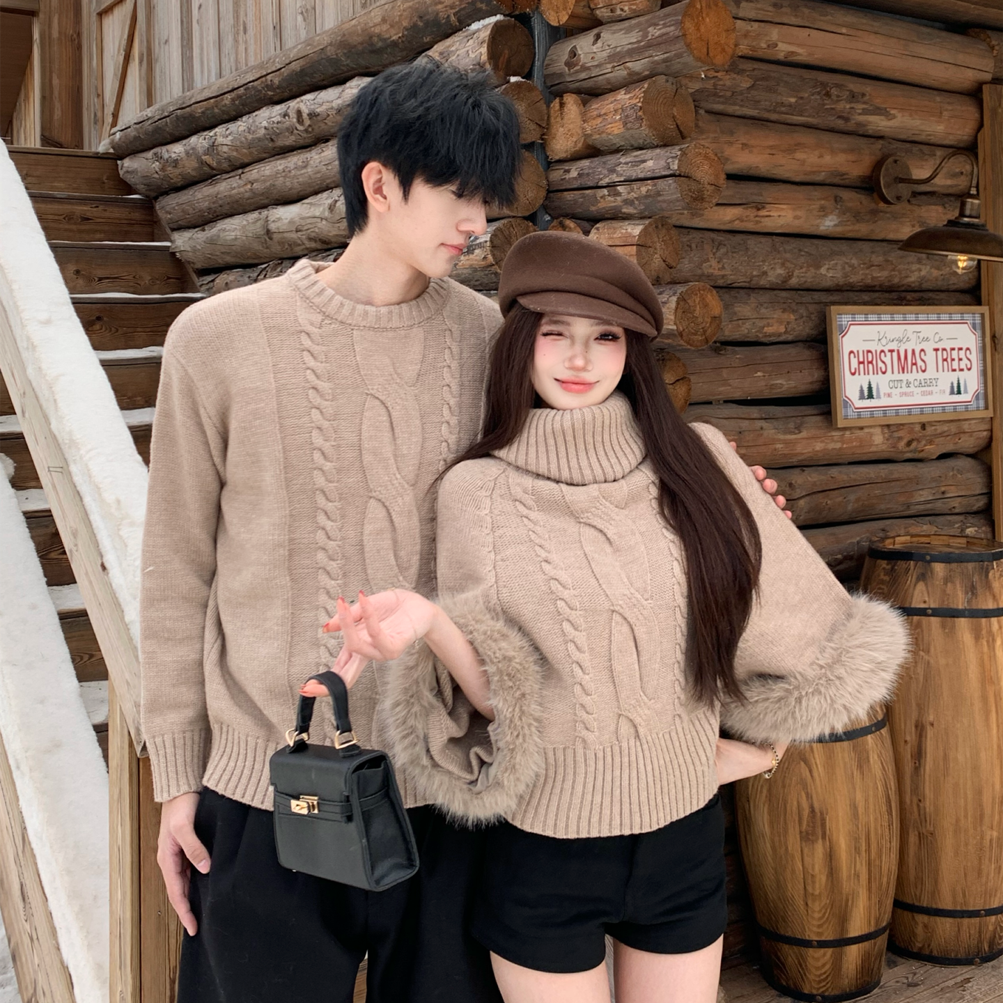 情侣装秋冬2025新款法式复古高领毛衣ins超火网红韩系针织上衣潮