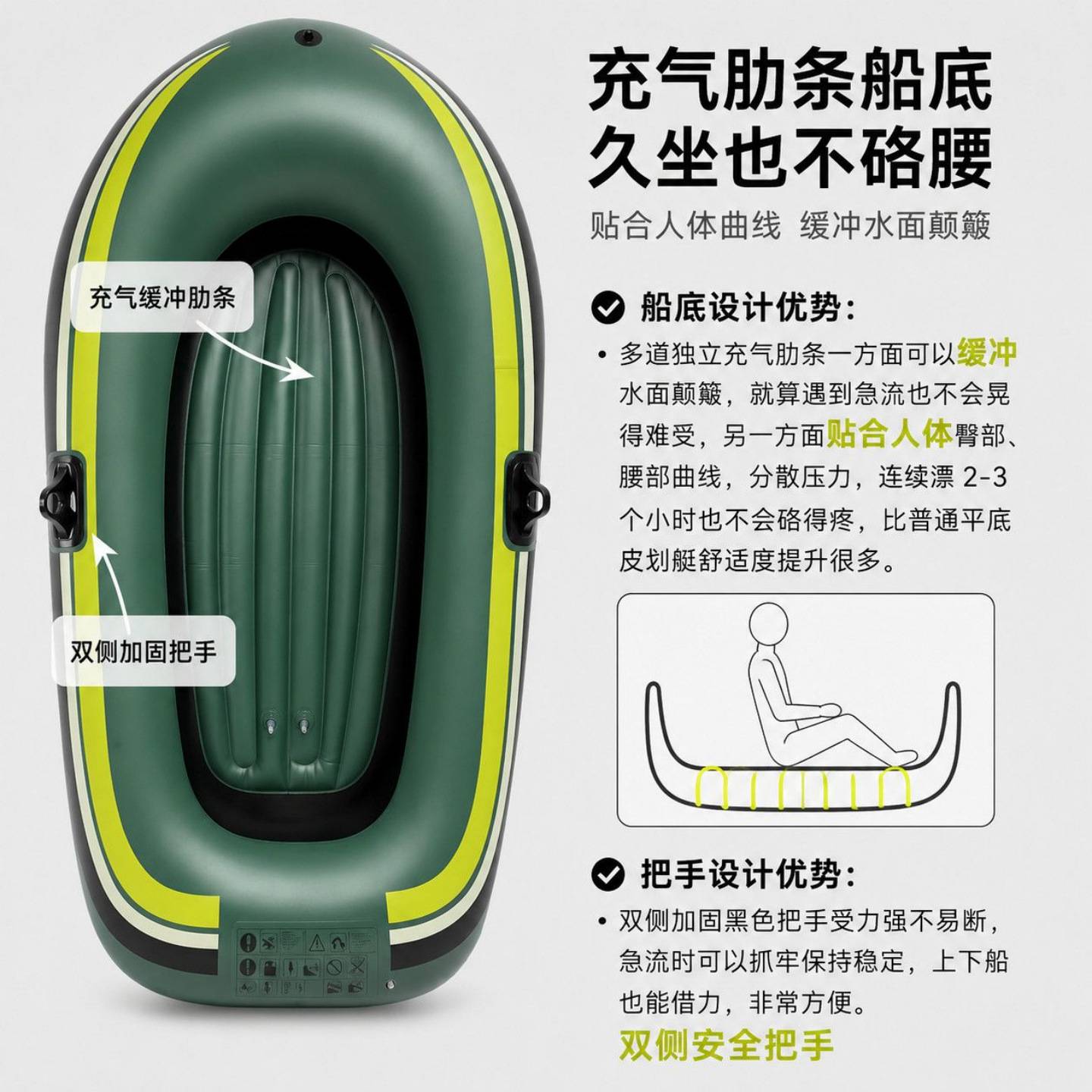 儿童皮划艇加厚水上充气小船游泳