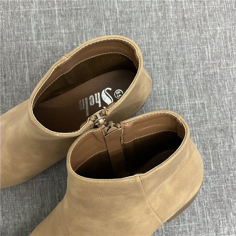 WHITE BLOCK HEEL BOOTIES FALL|WINTER 2022 NEW SIDE ZIPPER POINTED TOE WOMENS BOOTS MID HEEL CHELSEA BOOTS ANKLE BOOTS PLUS SIZE