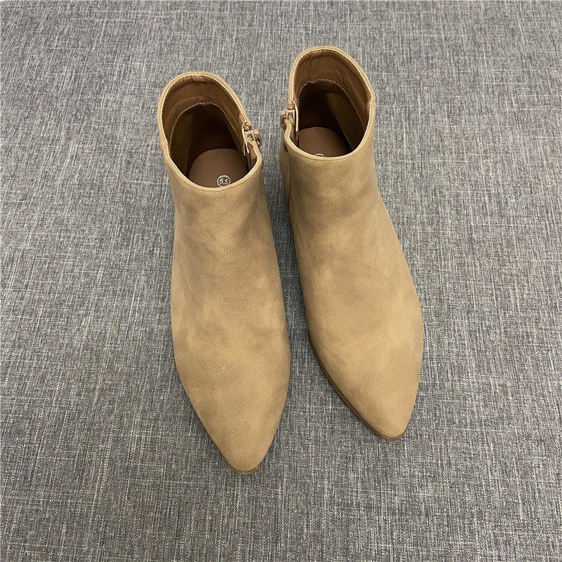 WHITE BLOCK HEEL BOOTIES FALL|WINTER 2022 NEW SIDE ZIPPER POINTED TOE WOMENS BOOTS MID HEEL CHELSEA BOOTS ANKLE BOOTS PLUS SIZE