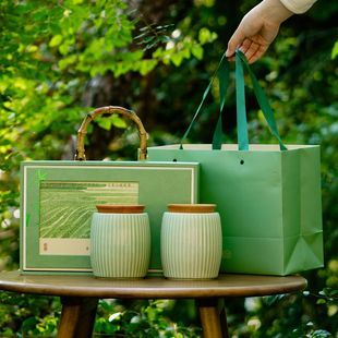 清新春茶包装盒空礼盒龙井毛尖碧螺春玉露毛峰陶瓷茶叶罐礼盒定制