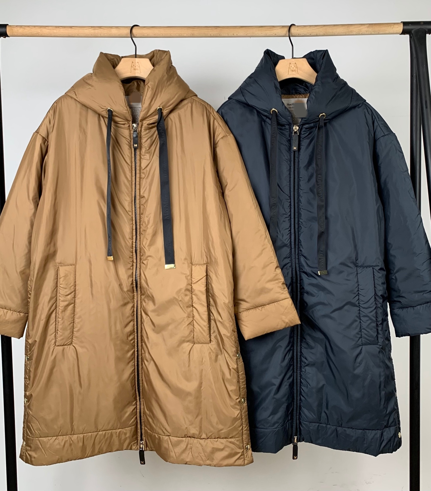 25秋冬女士中长款连帽羽绒服外套连帽驼绒羽绒服