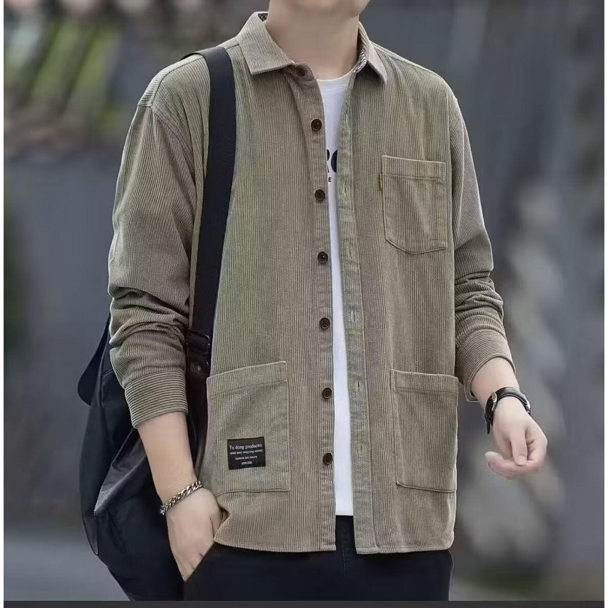 2025字母长袖衬衫日系港风ins宽松衬衣男生夏季潮流百搭休闲外套