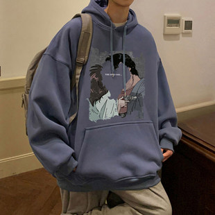 美式西海岸春秋oversize男连帽外套高街薄印花衫citboy卫衣青少年