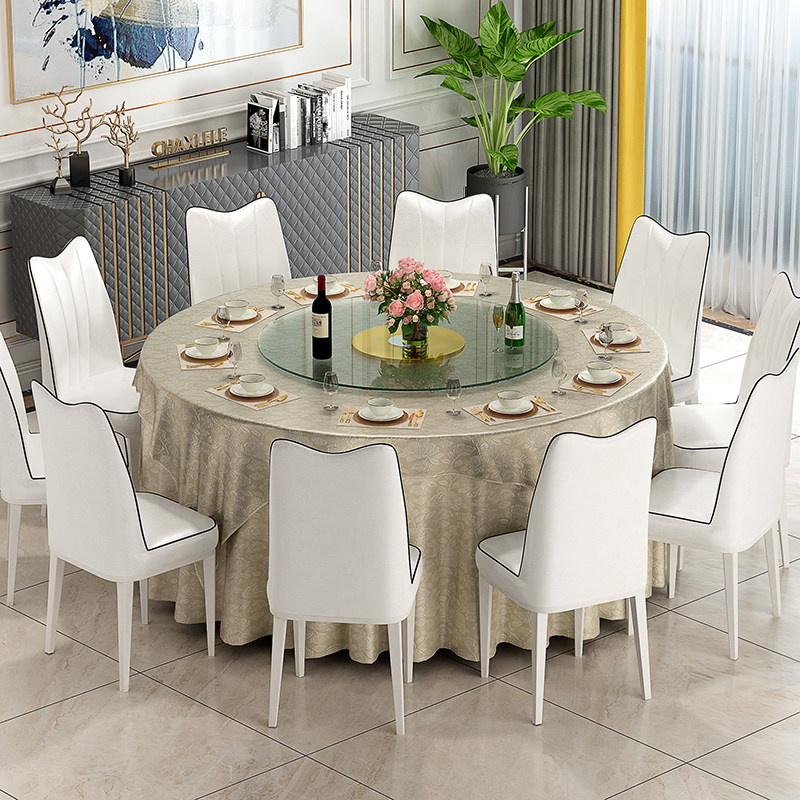 酒店餐桌大圆桌 饭店餐桌椅带转盘8/10/15人圆形餐馆餐厅食堂圆桌