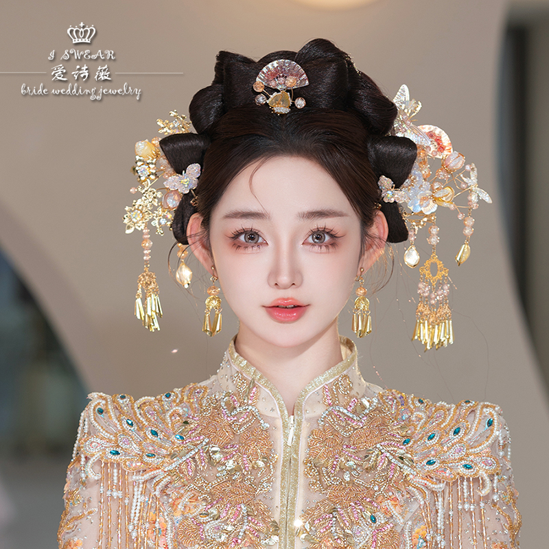 爱诗薇发饰套装水晶合金复古中式