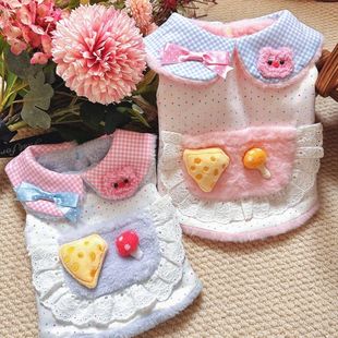 宠物秋冬绒衣衣服狗狗猫咪秋冬保暖可爱小猪格子泰迪博美小马猫咪