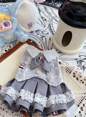 宠物春秋狗狗猫咪衣服JK制服蓬蓬裙猫咪蕾丝公主风连衣裙