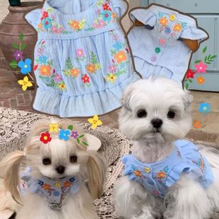 宠物衣服公主狗狗裙子小型犬泰迪猫咪格子比熊连衣裙夏季 薄款