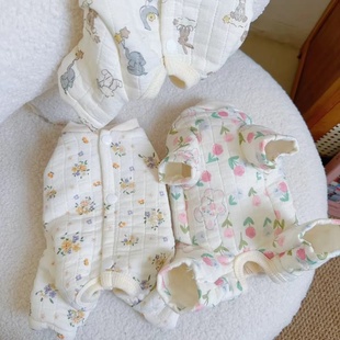 宠物夹棉四脚包肚衣衣服秋冬泰迪比熊小型保暖母狗着凉春秋睡衣