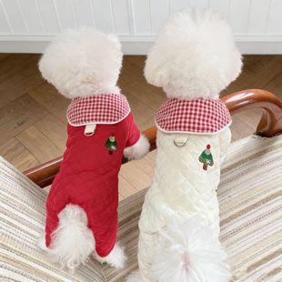 新款 宠物衣服泰迪比熊吉娃娃小狗狗秋冬加厚保暖四脚牵引