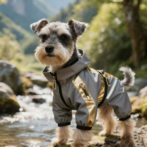 狗狗反光雨衣冲锋衣中小型犬雪纳瑞比熊泰迪外出四脚全包防水雨披