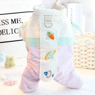 狗狗衣服秋冬装加绒厚款太空四脚衣防水防风可牵引小型犬宠物比熊