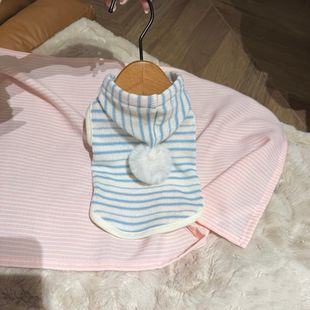 2025年新款 猫咪狗狗条纹连帽卫衣可爱风卫衣衣服约克夏比熊