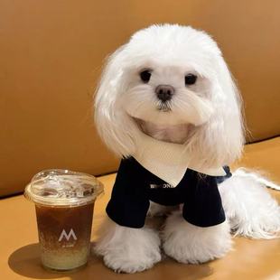 马尔济斯狗狗衣服秋冬冬天背心卫衣遛狗秋装 比熊保暖两脚衣