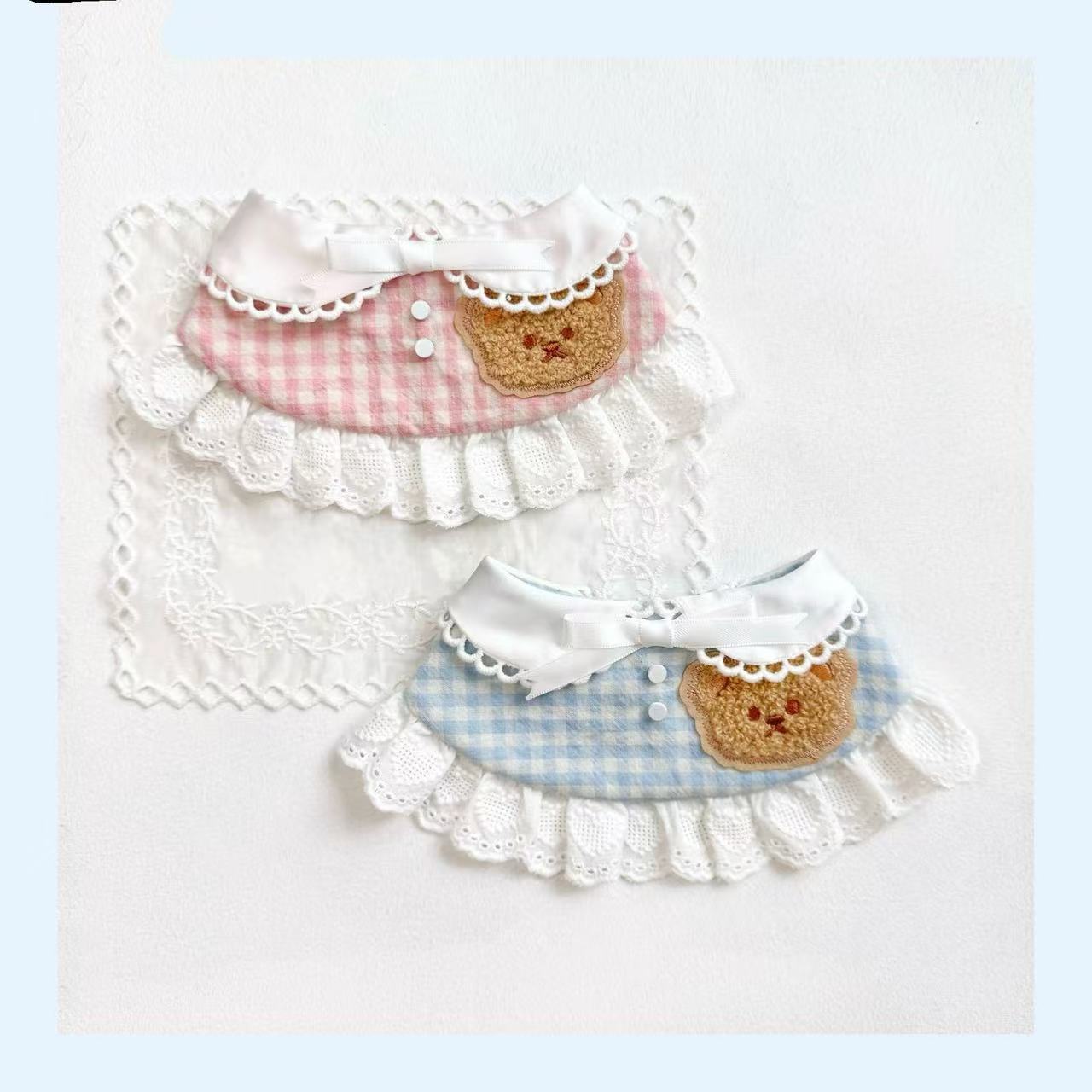 猫咪狗可爱围兜宠物蕾丝布艺口水巾手工编织拍照饰品围脖装饰项圈