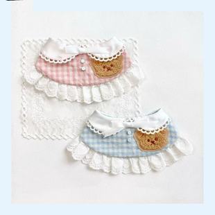 猫咪狗可爱围兜宠物蕾丝布艺口水巾手工编织拍照饰品围脖装 饰项圈