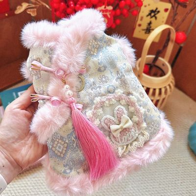 狗狗宠物唐装秋冬新款加绒新年泰迪国风比熊过年猫咪喜庆衣服