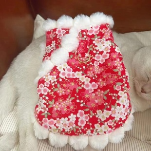 新年过年喜庆宠物红色唐装 秋冬狗狗猫咪衣服冬季 保暖2024年新中式