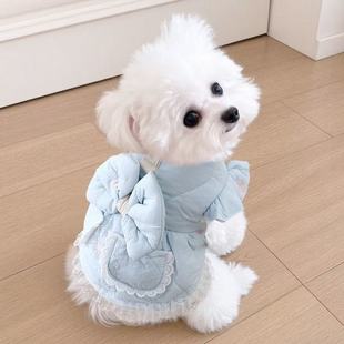 猫咪狗狗衣服秋冬装 猫公主裙立体蝴蝶结夹棉衣小型犬比熊宠物 厚款