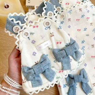 宠物衣服秋冬新款 狗狗猫咪可爱小熊印花马甲背心裙泰迪比熊猫咪