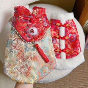 宠物拜年唐装 新年小狗狗衣服秋冬款 过年龙年喜庆泰迪猫咪冬季