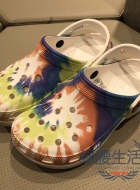 Crocs/卡骆驰国内代购经典云朵扎染洞洞鞋户外厚底凉鞋女鞋207151