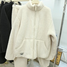 超级厚实男士珊瑚绒立领拉链冬季睡衣加厚加绒休闲家居服可外穿