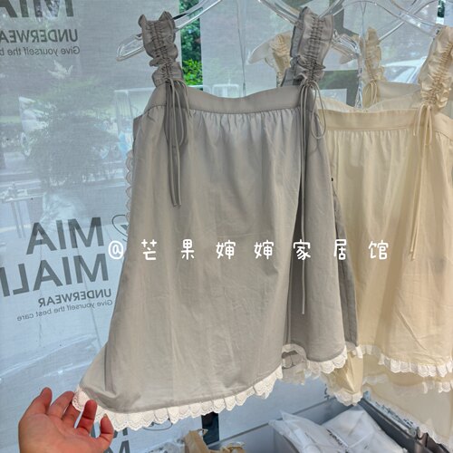 纯棉蕾丝吊带可外穿睡衣套装女