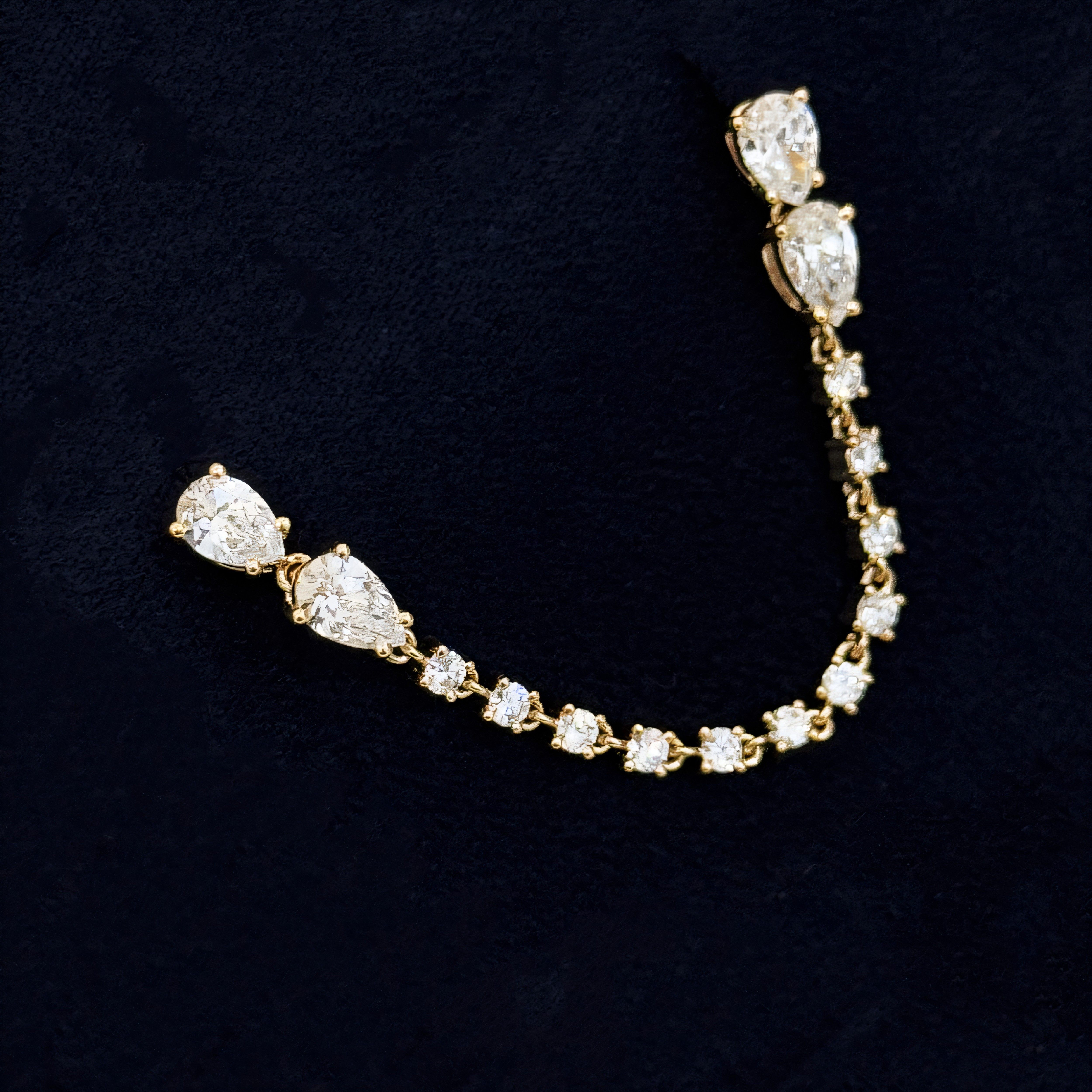 CHESNOW小众高级双耳洞钻石耳钉