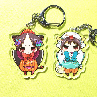 绮丽屋日本动漫周边鬼灯的冷彻白泽鬼灯万圣节Q版透明亚克力挂件