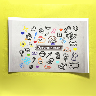 绮丽屋日本动漫周边Undertale传说之下涂鸦风高光覆膜贴纸满包邮