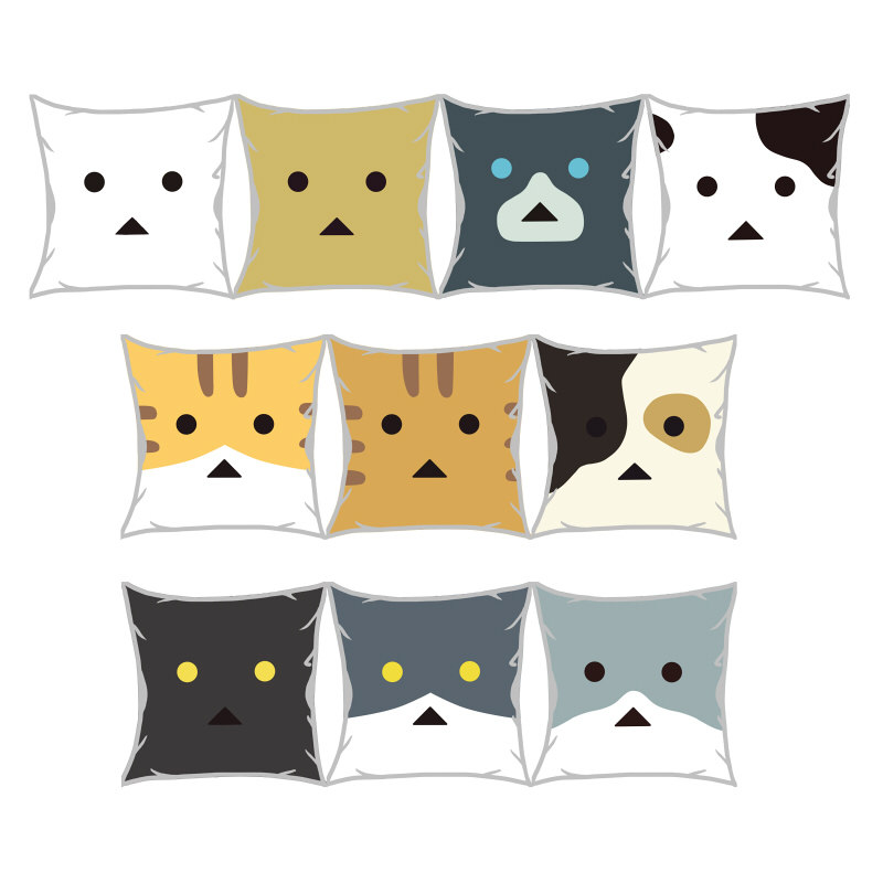 绮丽屋日本动漫周边喵阿楞纸箱猫猫方形抱枕靠垫含枕芯满百包邮