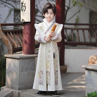 男孩拜年服加厚加绒男童古装 秋冬季 租赁 2024新款 出租儿童汉服冬款