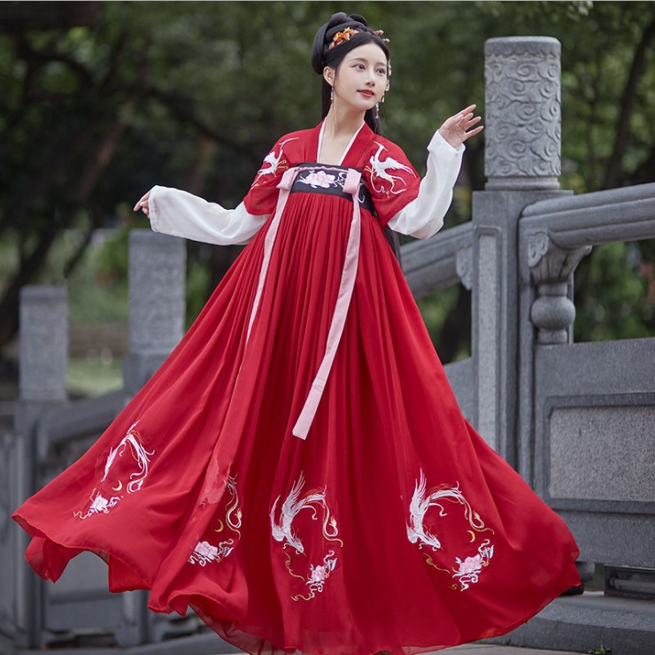 唐制汉服出租舞蹈演出服超仙齐胸对襟襦裙古装漫展走秀旅拍租赁