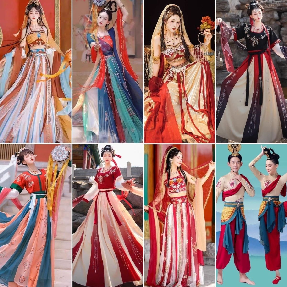 出租西域敦煌汉服异域风情舞蹈演出服飞天裤裙超仙表演舞台服租赁