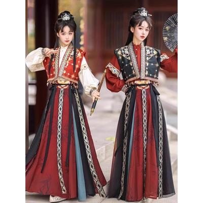 汉服出租唐制褙子齐腰襦裙租赁复原武侠风显瘦侠客话剧演出服租借