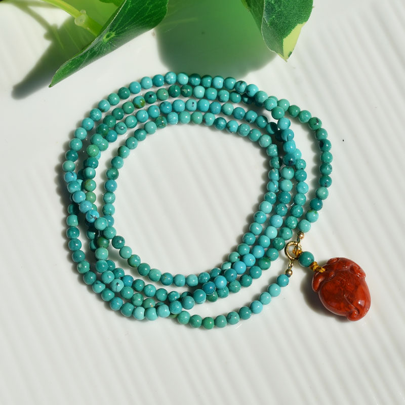 천연 크리스탈 원시 광석 높은 도자기 옥 청록색 청록색 팔찌 4 원 작은 입자 클래식 여성 모델 3.2MM