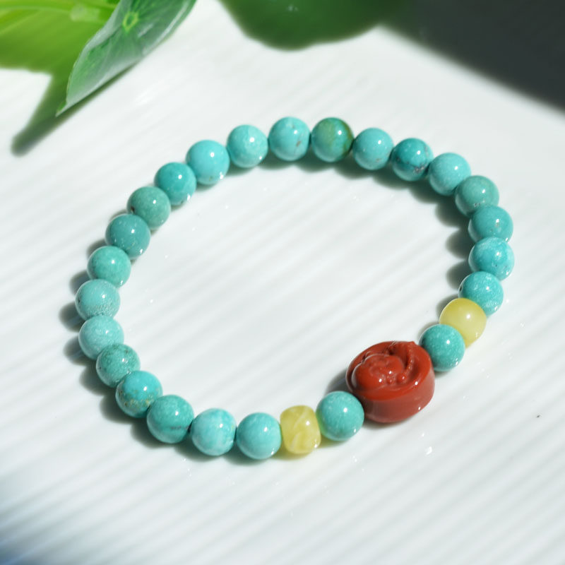 남방 붉은 미륵불 우아한 스타일의 몇 줄의 파란색 녹색 청록색 팔찌 단일 원형의 천연 크리스탈 광석 높은 도자기