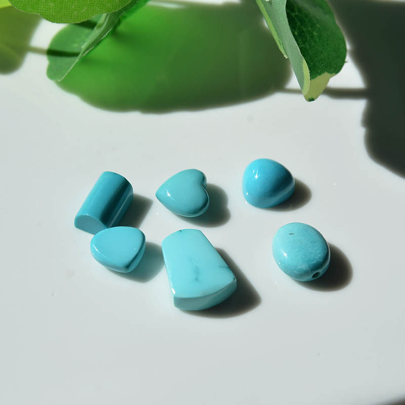 천연 원시 미네랄 컬렉션 높은 도자기 파란색 녹색 청록색 베어 스톤 링 펜던트 하트 모양의 사다리꼴 사각형 남성과 여성