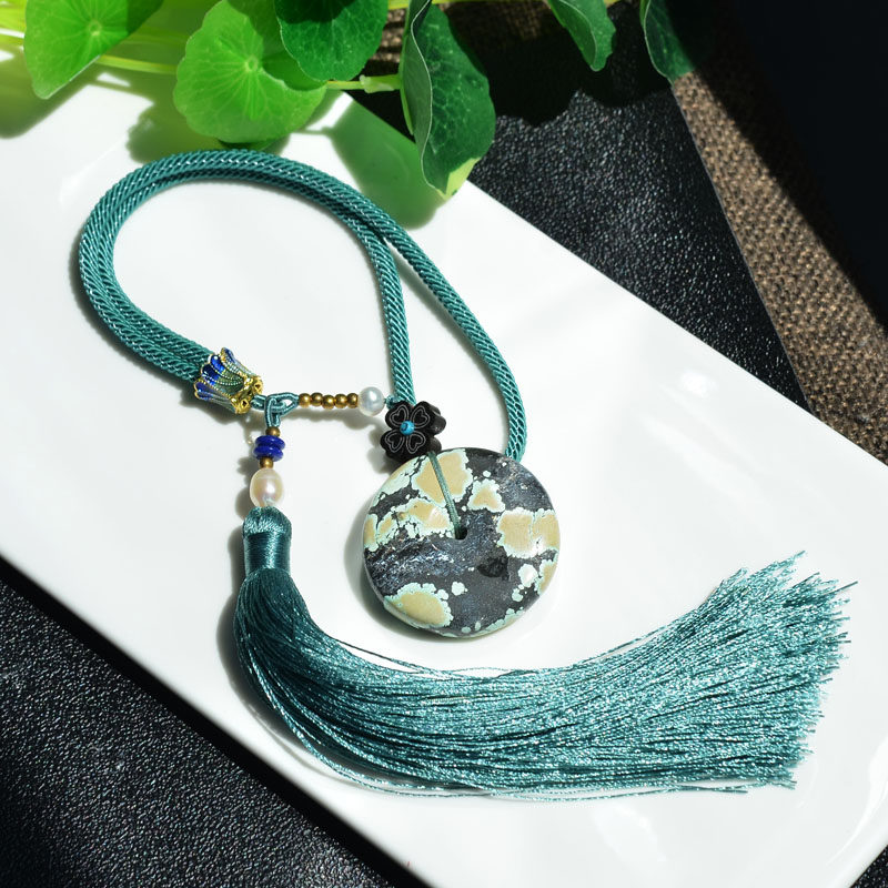 천연 크리스탈 복고풍 대형 입자 청록색 안전 버클 펜던트 펜던트 휴대용 가방 트레일러 매달려 남성과 여성의 보석