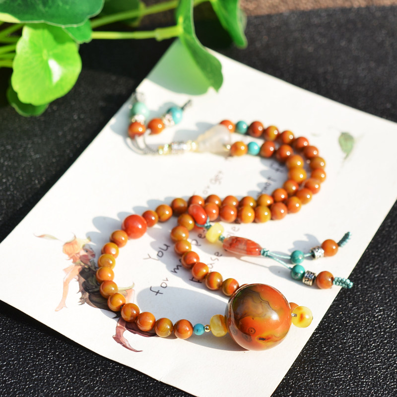 천연 크리스탈 골동품 색상 북 드리프트 전국 시대 붉은 마노 2 원형 팔찌 디자인 민족 스타일 복고풍 남성과 여성 스타일 21.6MM