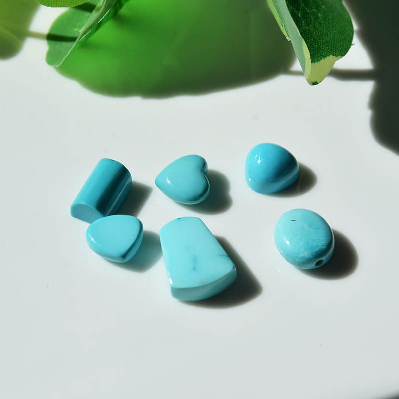 천연 원시 미네랄 컬렉션 높은 도자기 파란색 녹색 청록색 베어 스톤 링 펜던트 하트 모양의 사다리꼴 사각형 남성과 여성