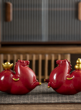 2026马年创意陶瓷马上有钱马上有福摆件办公室招财装饰品生日礼物