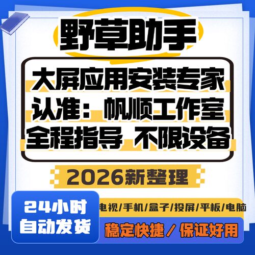 野草助手 口令安装包电视下载安装第三方软件应用App