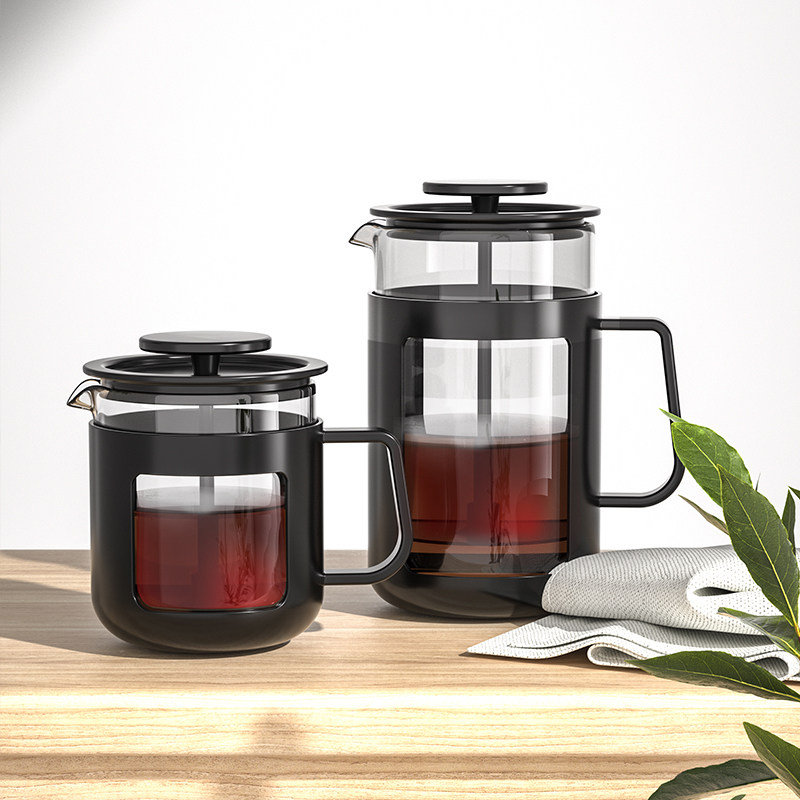 HARIO日本法压壶耐热玻璃带滤网咖啡壶打奶泡 茶壶家用滤压壶