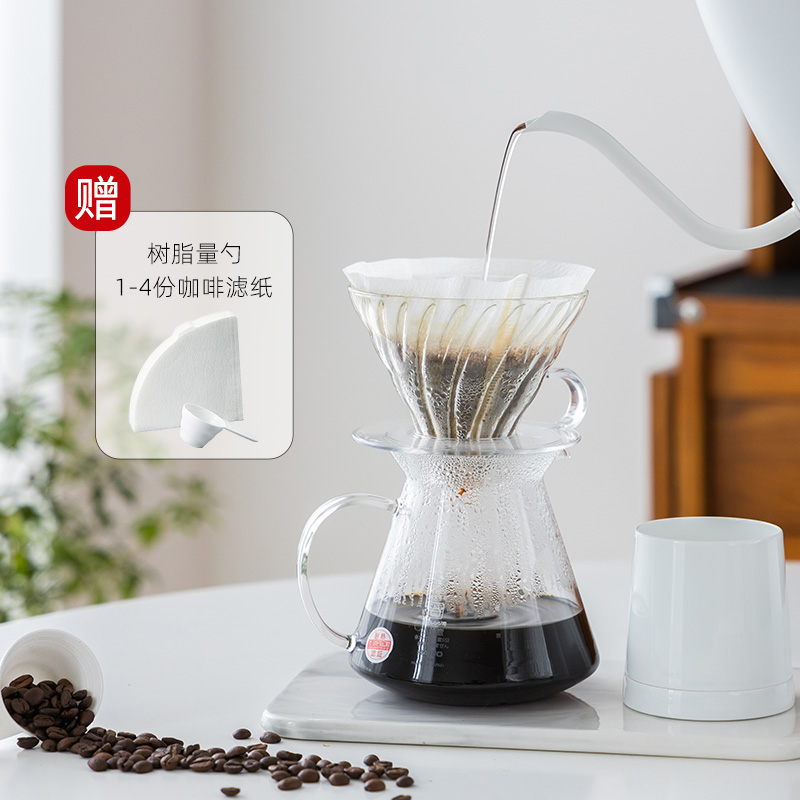 HARIO日本玻璃手冲套装 v60滤杯滤纸咖啡器具手冲咖啡分享壶 餐饮具 咖啡壶 原图主图