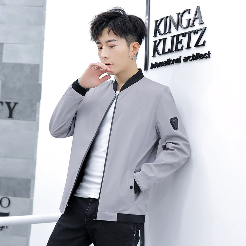 2019新款男装立领外套男春秋休闲短款夹克韩版潮流修身青少年上衣|ruв категории Мужская одежда, пиджак - от Buy2taobao.com для оказания профессиональной услуги покупки агента Taobao