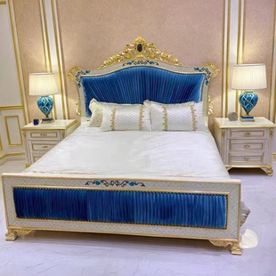 法式 雕花床婚床1.8米床 宮廷實木床主臥雙人床輕奢高端別墅床歐式