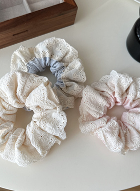 韩系重工蕾丝边大肠发圈少女皮筋扎头发低马尾发绳头花高级感发饰